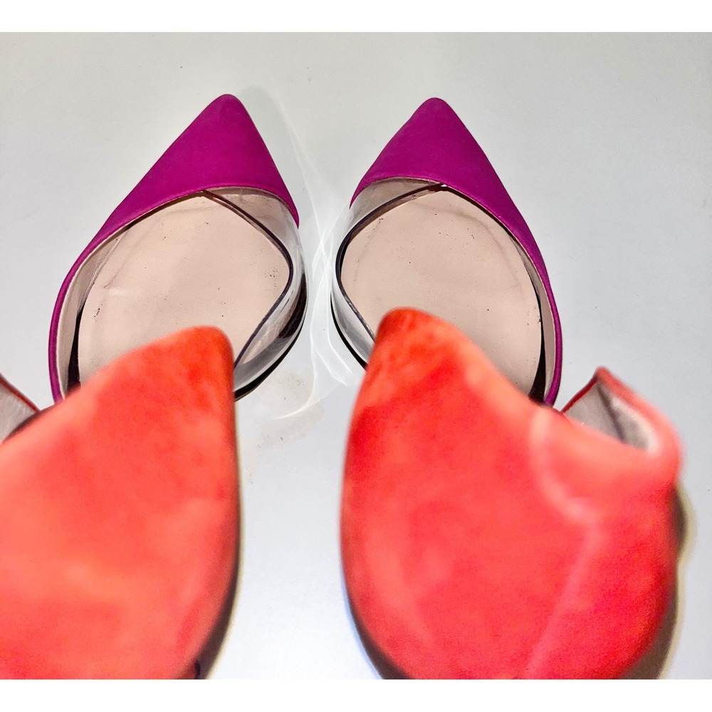 ALDO Nydelaclya‎ Pink Orange Suede Heel Pumps Stiletto Clear Inlay | Women's 6.5 - Picture 10 of 13